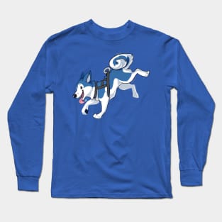 Blue Husky Running Long Sleeve T-Shirt